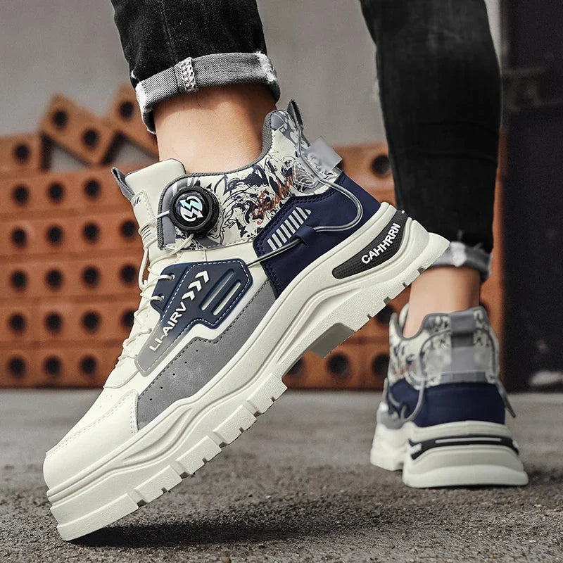 Men's Casual Outdoor Boots Fall Breathable Trendy Versatile Leisure Knob Board Shoes Anti-slip Riding Fashion Sneakers  (Available)