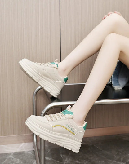 Women's Sneakers Spring Trend Lace-up Platform Casual Shoes Student Small White Shoe Old Dad Style Soft Sole Flat Shoe Versatile