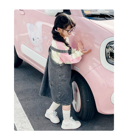 Girls' white sneakers autumn New leather breathable casual shoes, girls' soft-soled sports shoes and running shoes