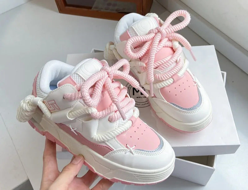 Trendy Women's Men Chunky Sneakers Versatile Casual Thick Soled Board Shoes Female Little White Shoes Walking Shoe Hombre Mujer