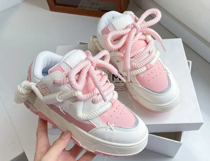 Trendy Women's Men Chunky Sneakers Versatile Casual Thick Soled Board Shoes Female Little White Shoes Walking Shoe Hombre Mujer