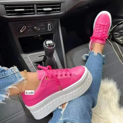 Sneakers for Women's 2024 New Fall Outdoor Fashion Tennis Lace Up Canvas Casual Walking Breathable Vulcanized Shoes Plus Size 43