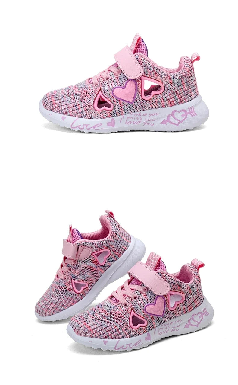 Girls Casual Shoes Children Light Mesh Sneakers Kids Summer Autumn Tenis Cute Sport Cartoon Running Sock Footwear Female