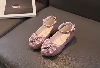 Girls Summer Versatile Rhinestone Fine Glitter Shoes Children Korean Version Bow Princess Sandals Girl Fashion Show Casual Shoes