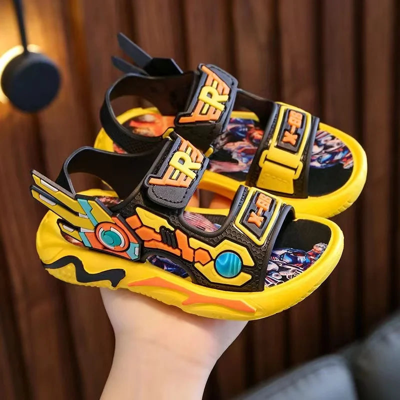 Upgraded Boys Sandals Soft Sole Anti Slip Sandal Cartoon Outwear Small and Medium Sized Children Beach Sandals