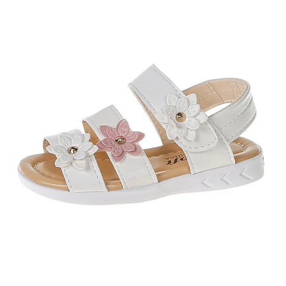 Children's Summer Sandals Sweet Chic Floral Sandals for Pretty Girls Fashion Princess Versatile Kids Wedding Party Flat Sandals