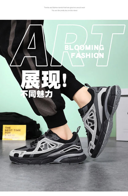Men's Sneakers Fashion Breathable Sports Shoes Outdoor Running Shoes for Men Lace Up Platform Training Sneakers Tenis Masculino