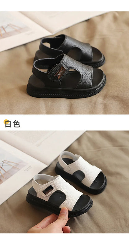 Children's Sandals Male Summer 1-5 Year Old Soft Sole Non slip 2 Children's Sports Leather Beach Sandals 3 Baby Toddler Female