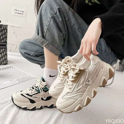 Ladies New fashion Shoes Thick soled comfortable Sneakers Trendy versatile leather shoe Casual breathable Women's shoes Mujer