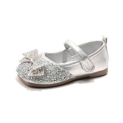 Children Princess Shoes Luxury Rhinestone Girls Bowknot Leather Shoes Spring Autumn Versatile Kids Fashion Causal Ballet Shoes