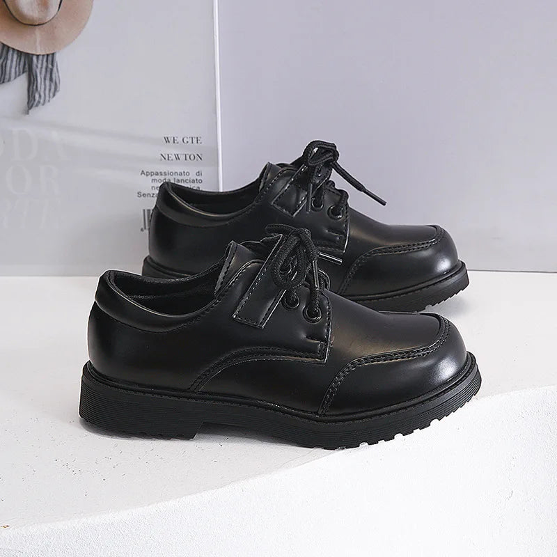 Children School Uniform Shoes Black Matte Glossy Boys Performance Shoes Chic 2025 Spring Autumn Kids Formal Shoes Soft Bottom