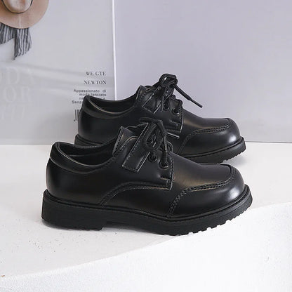 Children School Uniform Shoes Black Matte Glossy Boys Performance Shoes Chic 2025 Spring Autumn Kids Formal Shoes Soft Bottom