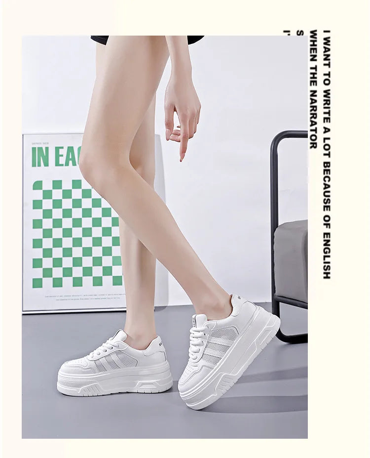 White Sneakers for Women Versatile Thick-Soled Height-Increasing Summer Height-Increasing Sports Casual Board Shoes