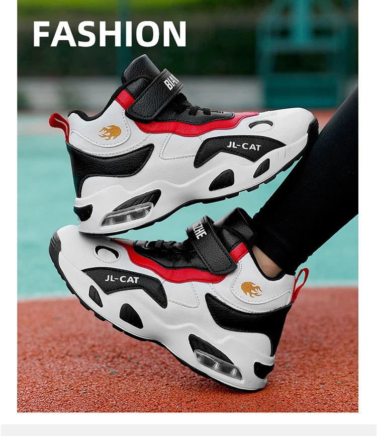 Kids Basketball Shoes Boys Student Sports Shoes School Daily Outdoor Running Sneakers High Top Children Basketball Sneakers