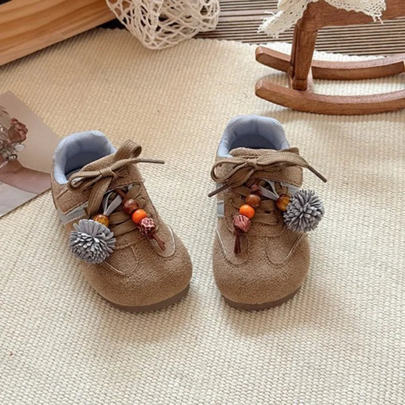 Girls Casual Sneakers Autumn New Toddler Flat Shoes Flower Children Retro Classic Fashion Non-slip Kids Running Sport Shoes