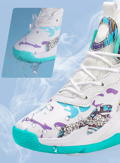 Fashion Basketball Shoes for Kids High-top Sneakers Children Casual Sports Shoes Ankle-protected Anti-slippery Gym Trainers Boys