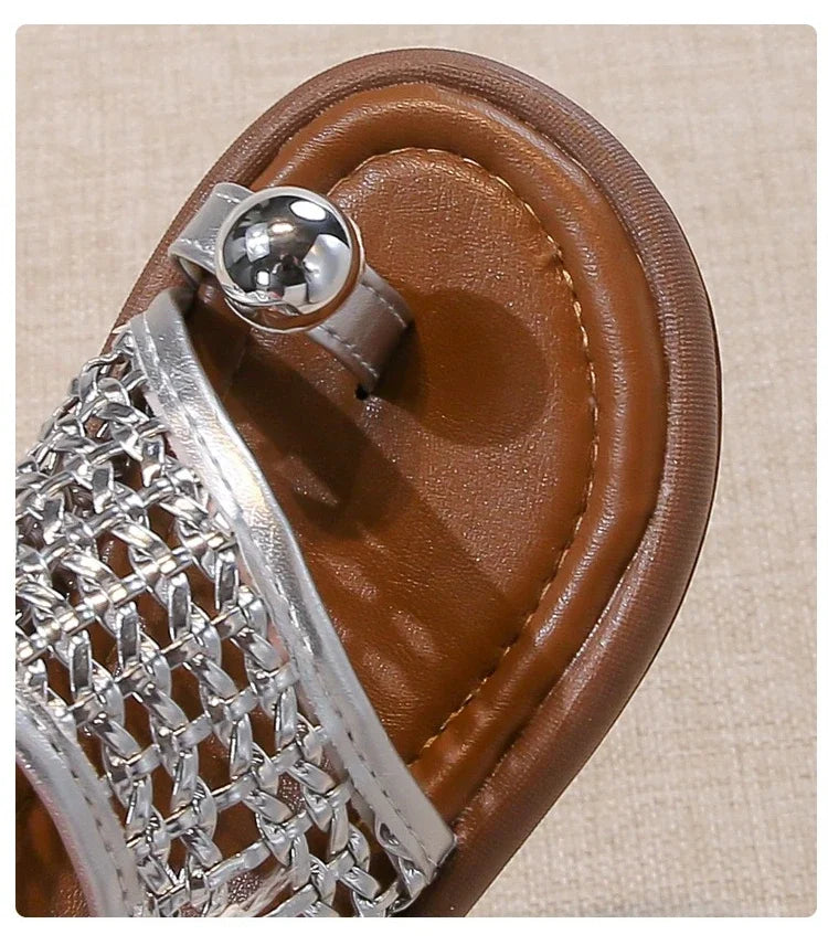 Summer New Little Kids Woven Sandals for Girls Anti-slippery Soft Sole Toddler Beach Shoes Boho Chic Princess Retro Girls
