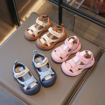 New Children's Sandals Soft Bottom Head Protection Boys and Girls Baby Walking Shoes Korean Style