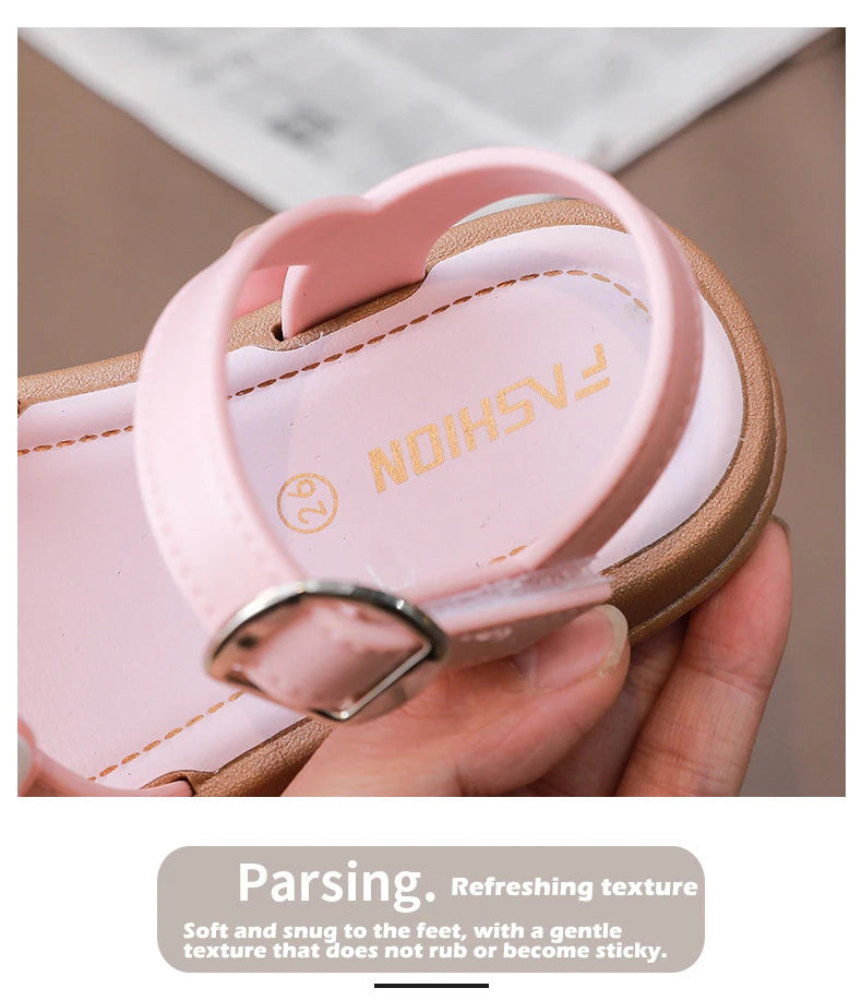 New Fashionable Girls Sandals Summer Bow Princess Sandals 3-14 Years Old Students Outside Wearing Versatile Velcro Sandals