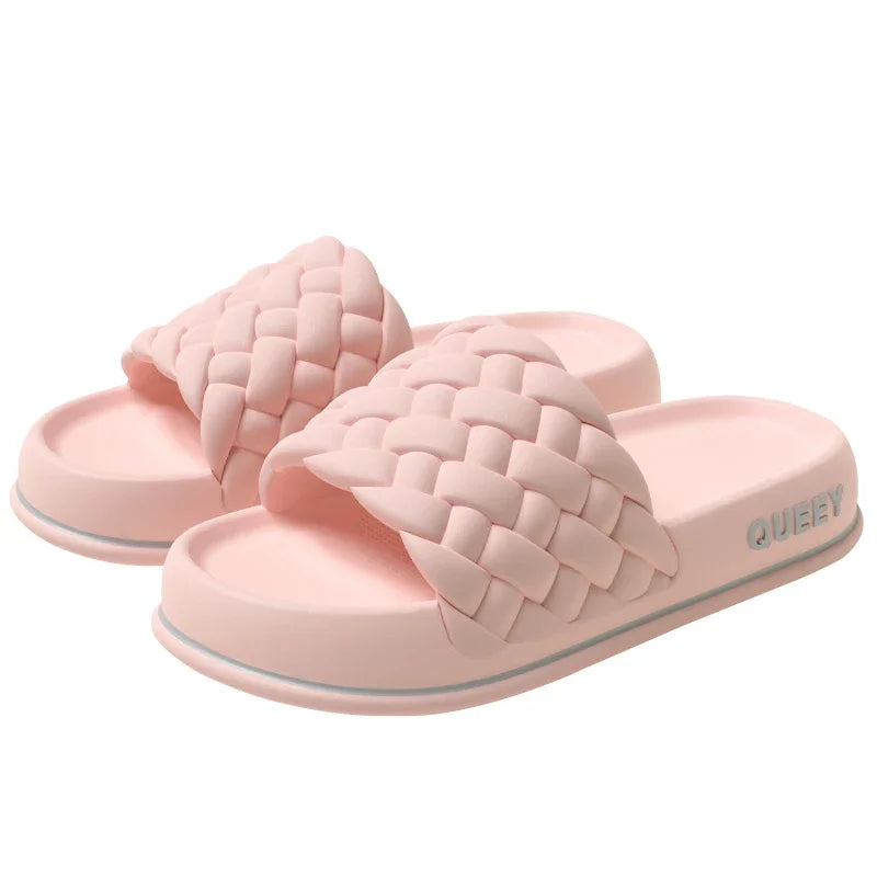 2024 Summer Women Thick Slippers  Sole Beach Slides Bathroom Anti-Slip Soft Sandals Fashion Ladies Cloud Shoes Sandals