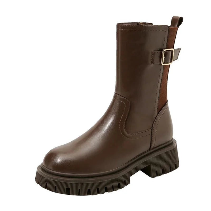 Women's Boots Designer Heeled Shoes Leather Retro Ankle Boots Fashion Goth Chelsea Boots New Walking Cozy Dress Mujer Botas