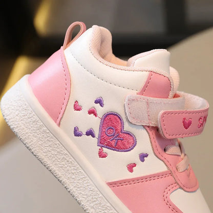 Children's Sports Shoes Spring and Autumn New Cute Girls' Sneakers Versatile Soft Breatheable Hook & Loop Fashion Kids Shoe