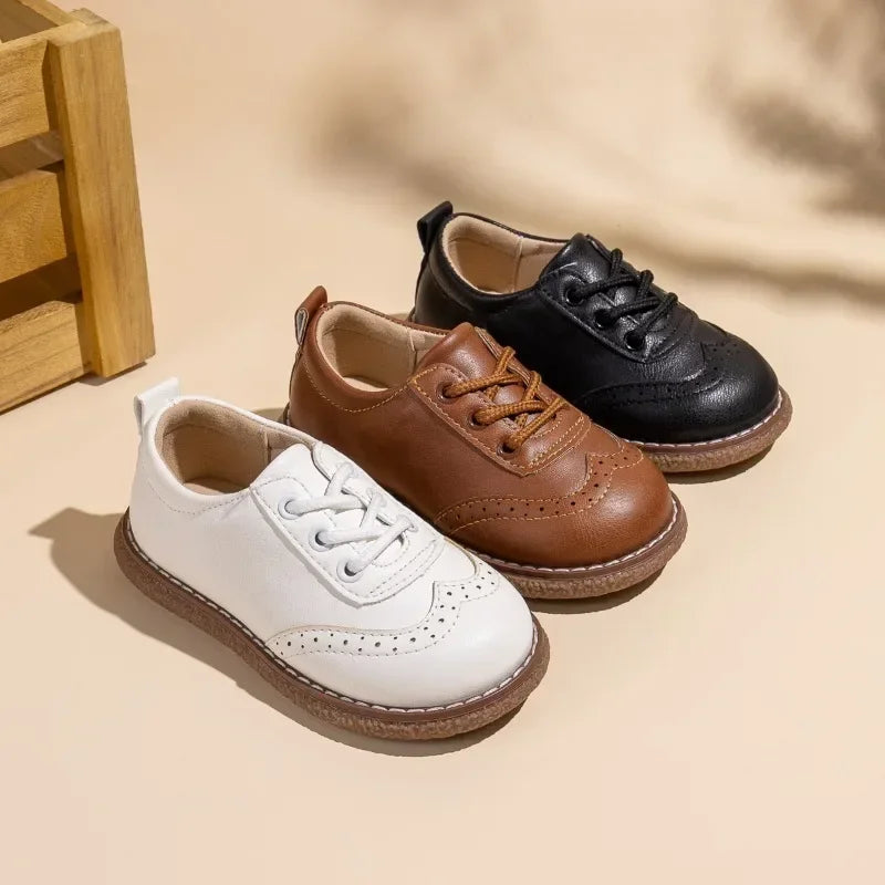 New Spring Autumn Children Formal Leather Shoes Causal Girls Fashion Flat Shoes Versatile Kids Boys Uniform Performance Shoes