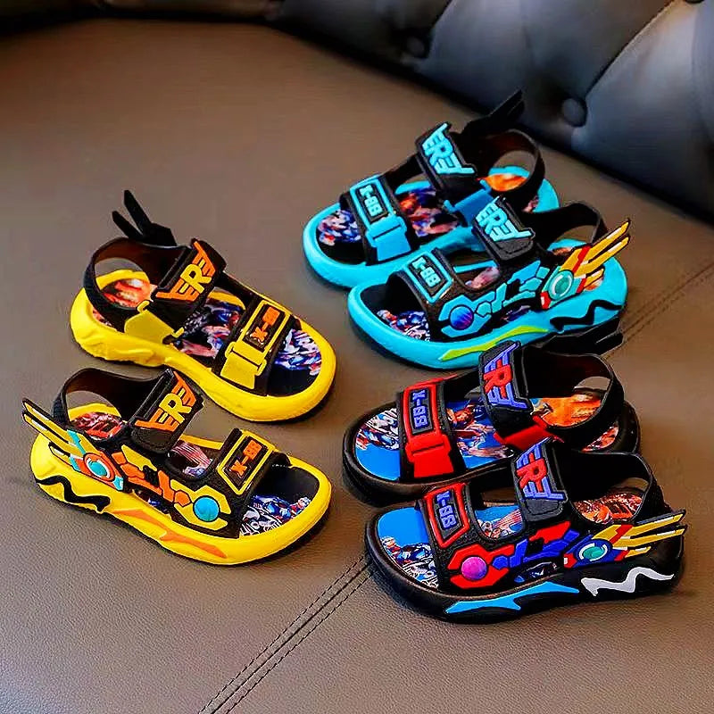 Upgraded Boys Sandals Soft Sole Anti Slip Sandal Cartoon Outwear Small and Medium Sized Children Beach Sandals