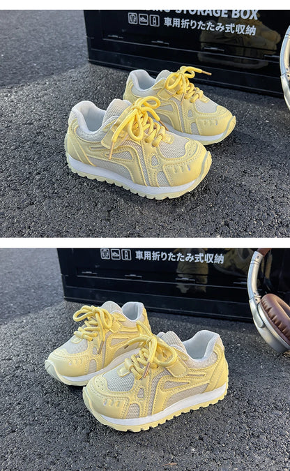 Spring Autumn Girls Sports Shoes Mesh Breathable Candy Color Kids Sneakers Soft Sole Children Casual Running Shoes Non-slip