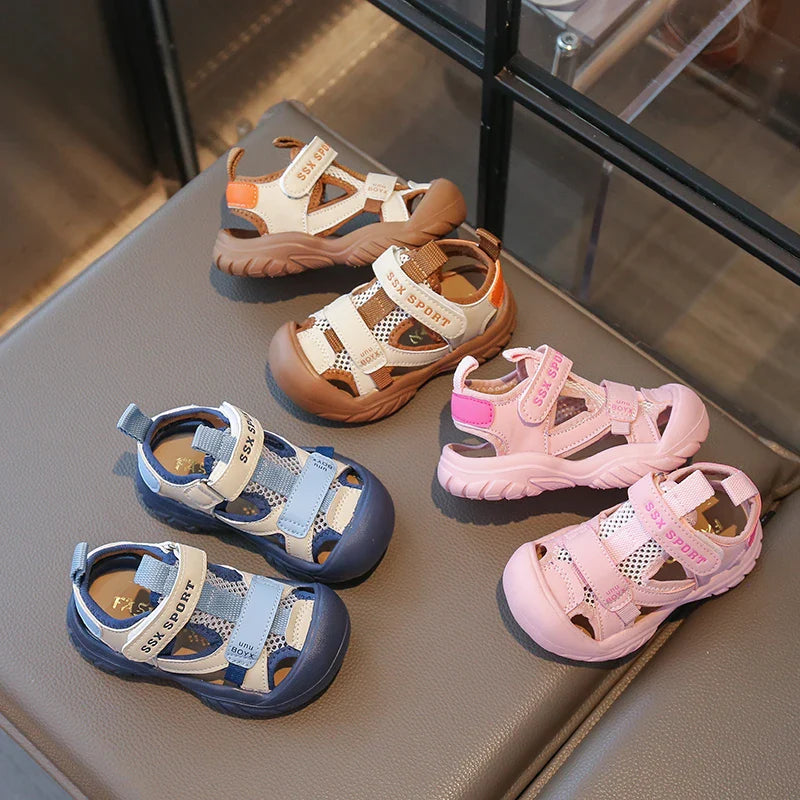 New Children's Sandals Soft Bottom Head Protection Boys and Girls Baby Walking Shoes Korean Style