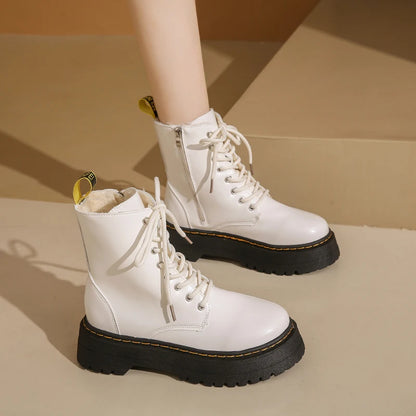 New Women Boots Goth Casual Shoes Woman Leather Chelsea Classic Female Goth Shoes High Platform Boots Women Boots