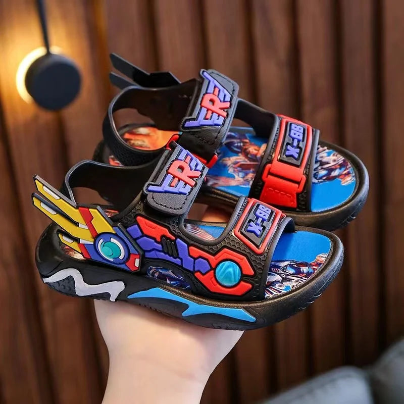 Upgraded Boys Sandals Soft Sole Anti Slip Sandal Cartoon Outwear Small and Medium Sized Children Beach Sandals