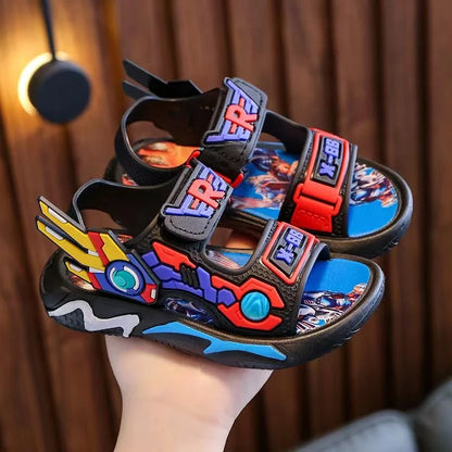 Upgraded Boys Sandals Soft Sole Anti Slip Sandal Cartoon Outwear Small and Medium Sized Children Beach Sandals