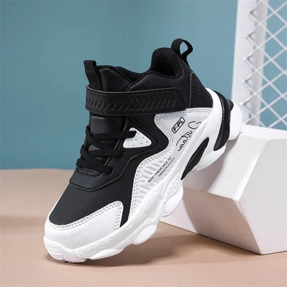 Boys Autumn Leather Sneakers Children Waterproof Wear-resistant Basketball Shoes Boys Color blocking Casual Soft soled Sneakers