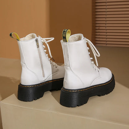 New Women Boots Goth Casual Shoes Woman Leather Chelsea Classic Female Goth Shoes High Platform Boots Women Boots