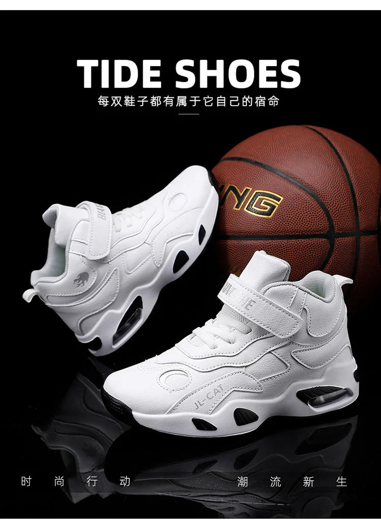 Kids Basketball Shoes Boys Student Sports Shoes School Daily Outdoor Running Sneakers High Top Children Basketball Sneakers