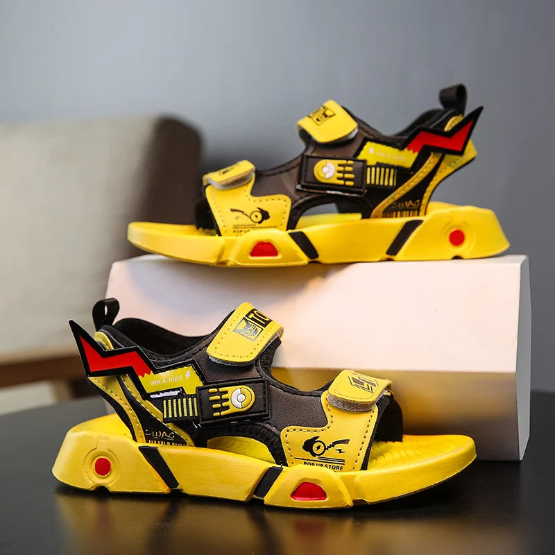Boys Sandals 1-12 Year Old Soft Sole Anti Slip Sandals Cartoon Outwear Small and Medium Sized Children Beach Sandals