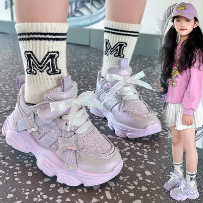Fashion Versatile Sneakers for Girls 2026 New Autumn Toddler Running Shoes Soft Sole All-day Comfort Kids School Sports Sneakers