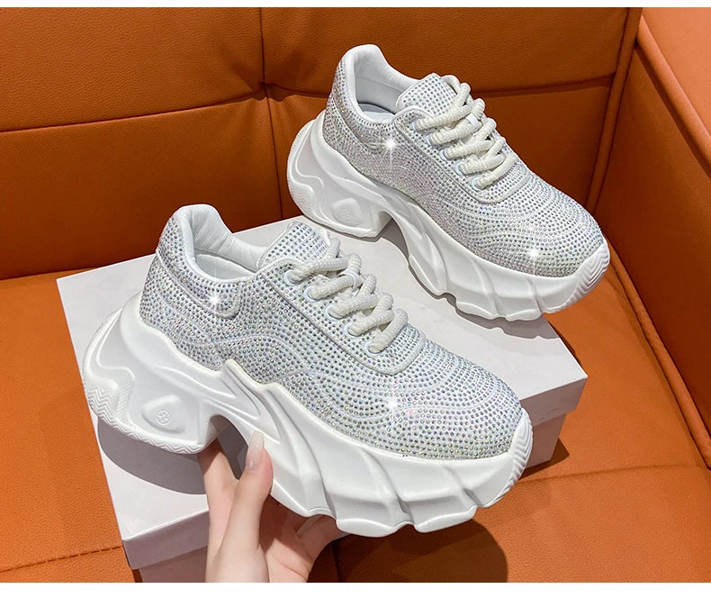 Shoes for Women New Shiny Rhinestone Women's Sneakers Shoes Autumn Korean Fashion Thick Sole Sports Shoes Zapatos De Mujer
