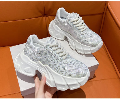 Shoes for Women New Shiny Rhinestone Women's Sneakers Shoes Autumn Korean Fashion Thick Sole Sports Shoes Zapatos De Mujer