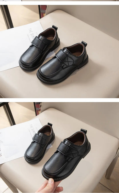 Boys Leather Shoes New Fashion Kids Causal School Formal Flat Shoes Black Brown Simple Performance Children Uniform Shoes