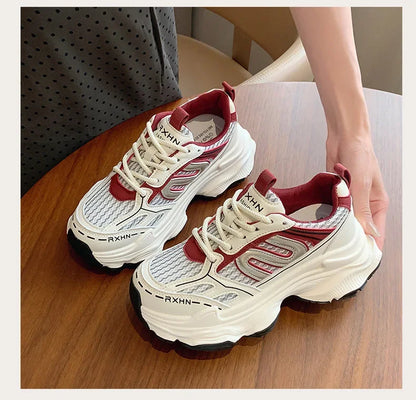 Women Sneakers Autumn Fashion Breathable Casual Shoes Women Mesh Lace Up Comfort Platform Vulcanize Shoes Zapatillas De Mujer
