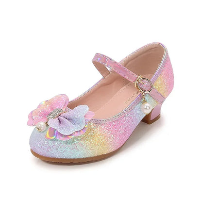 Girls High Heel Dress Shoes Children Princess Marijane Wedding Party High Heels Female  Bridesmaid Kid Show Single Leather Shoes