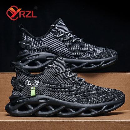 Men Sports Running Black Jogging Shoes Casual Sneakers Outdoor Breathable Mesh Women Light Shock-absorption Black Tennis