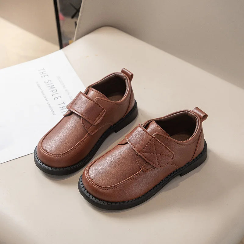 Boys Leather Shoes New Fashion Kids Causal School Formal Flat Shoes Black Brown Simple Performance Children Uniform Shoes