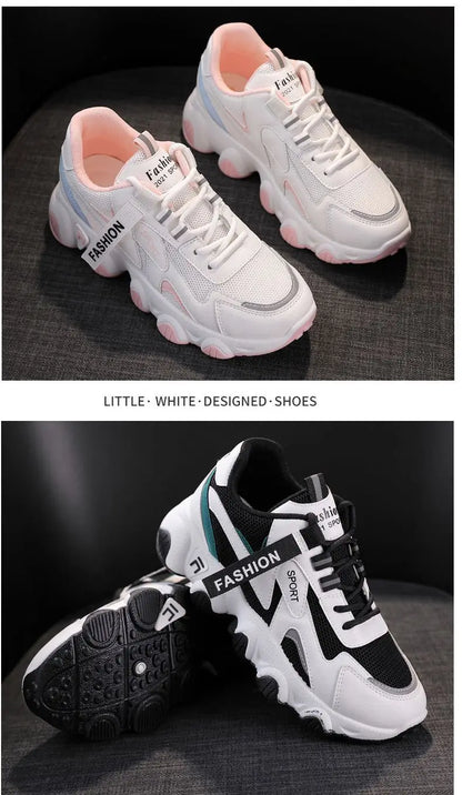 Zapatillas Mujer Sneakers Trendy Mesh Platform Sneakers Leather Shoes Breathable Socofy Casual Sports Shoes Women Flats