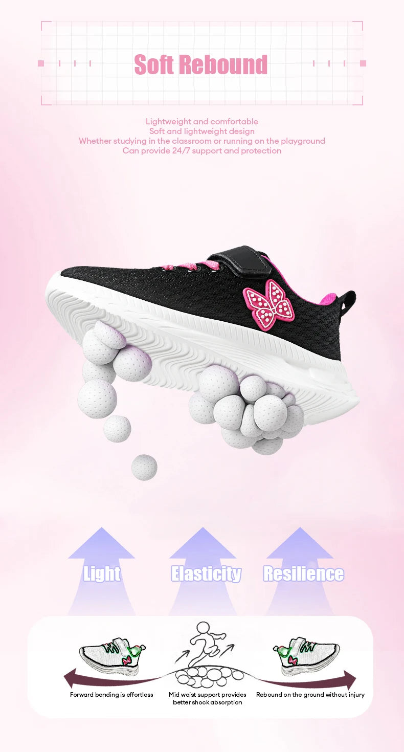 Girls' Breathable Mesh Sneakers with Bowknot Anti - Slip Casual Running Shoes for Kids Summer Sale Children's Sports Shoes