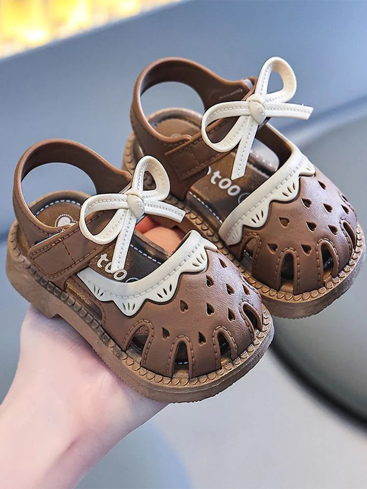 Baby sandals girls princess step shoes summer new baby shoes toe wrap kids cute