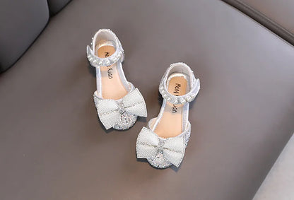 2026 Kids Shoes Summer for Girl Sandals Fashion Sequins Rhinestone Bow Girls Princess Shoe Soft Bottom
