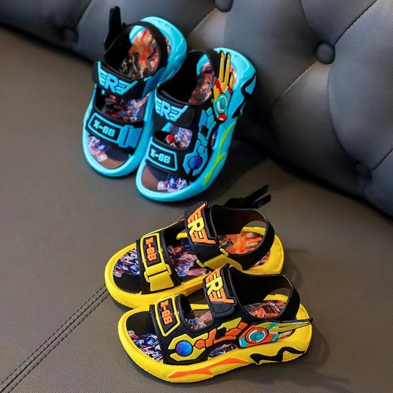 Upgraded Boys Sandals Soft Sole Anti Slip Sandal Cartoon Outwear Small and Medium Sized Children Beach Sandals